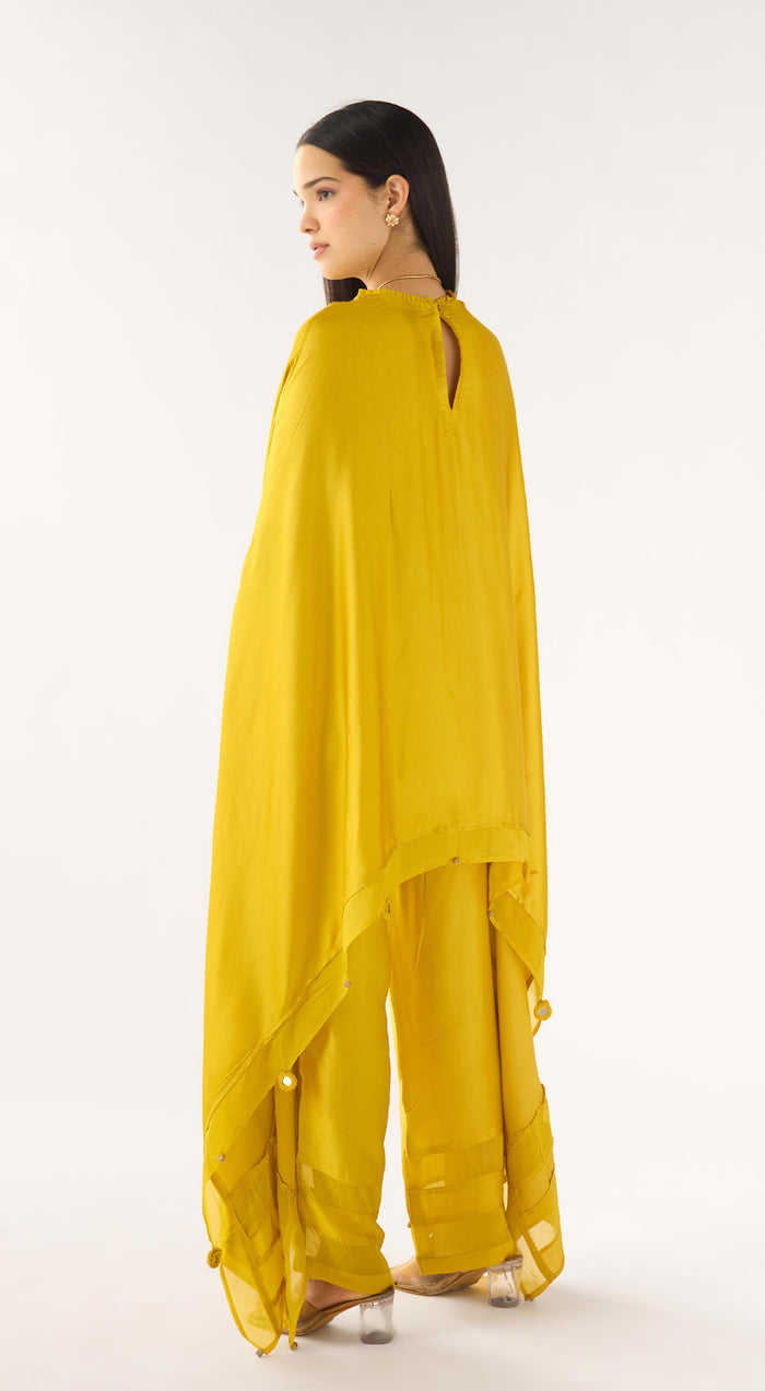 Mustard Satin Kaftan Set