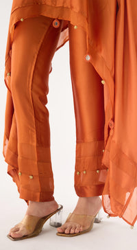 Orange Satin Kaftan Set