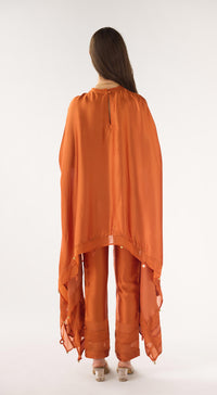 Orange Satin Kaftan Set