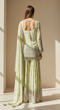 Pistachio Dawn Embroidered Sharara Set