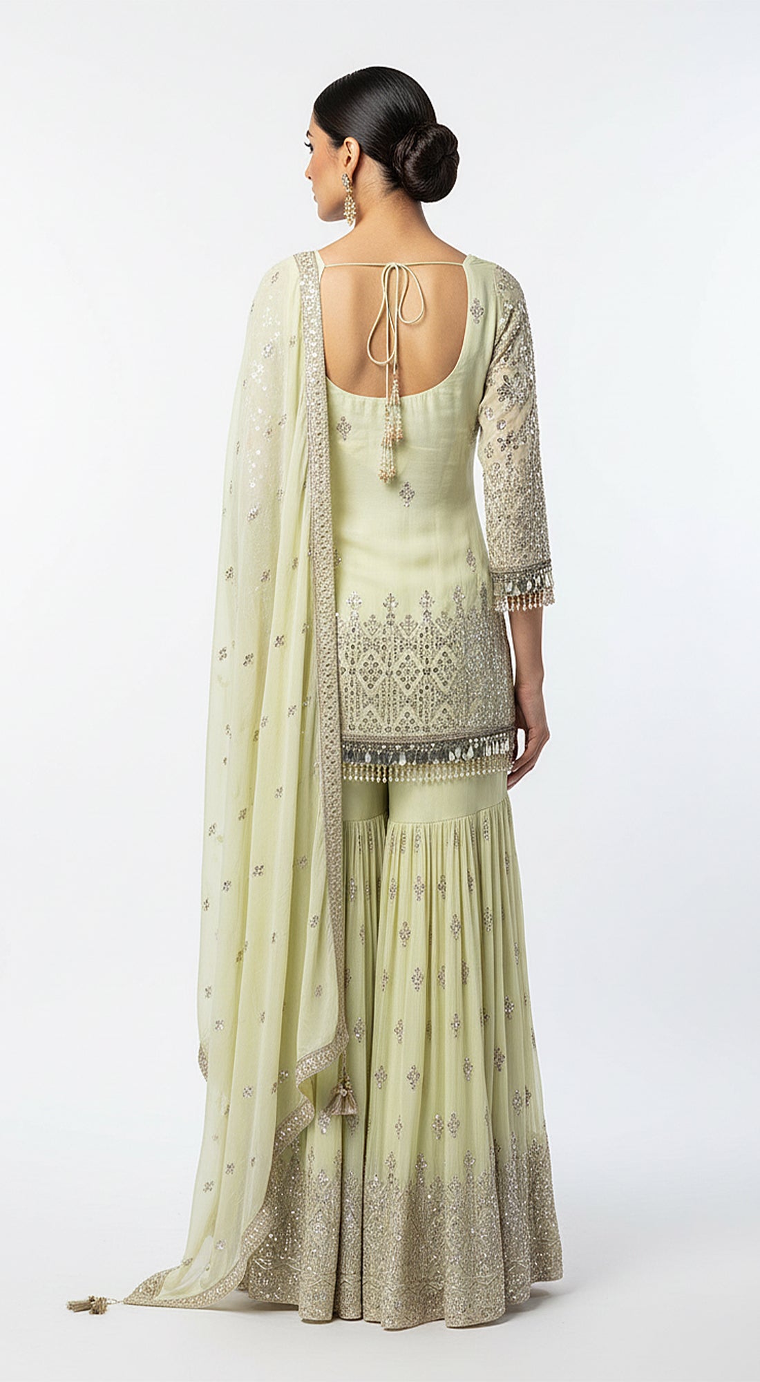 Pistachio Dawn Embroidered Sharara Set