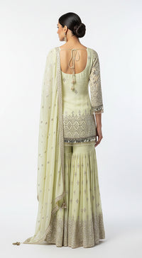 Pistachio Dawn Embroidered Sharara Set