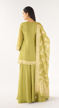 Green Banarasi Embellished Sharara Set