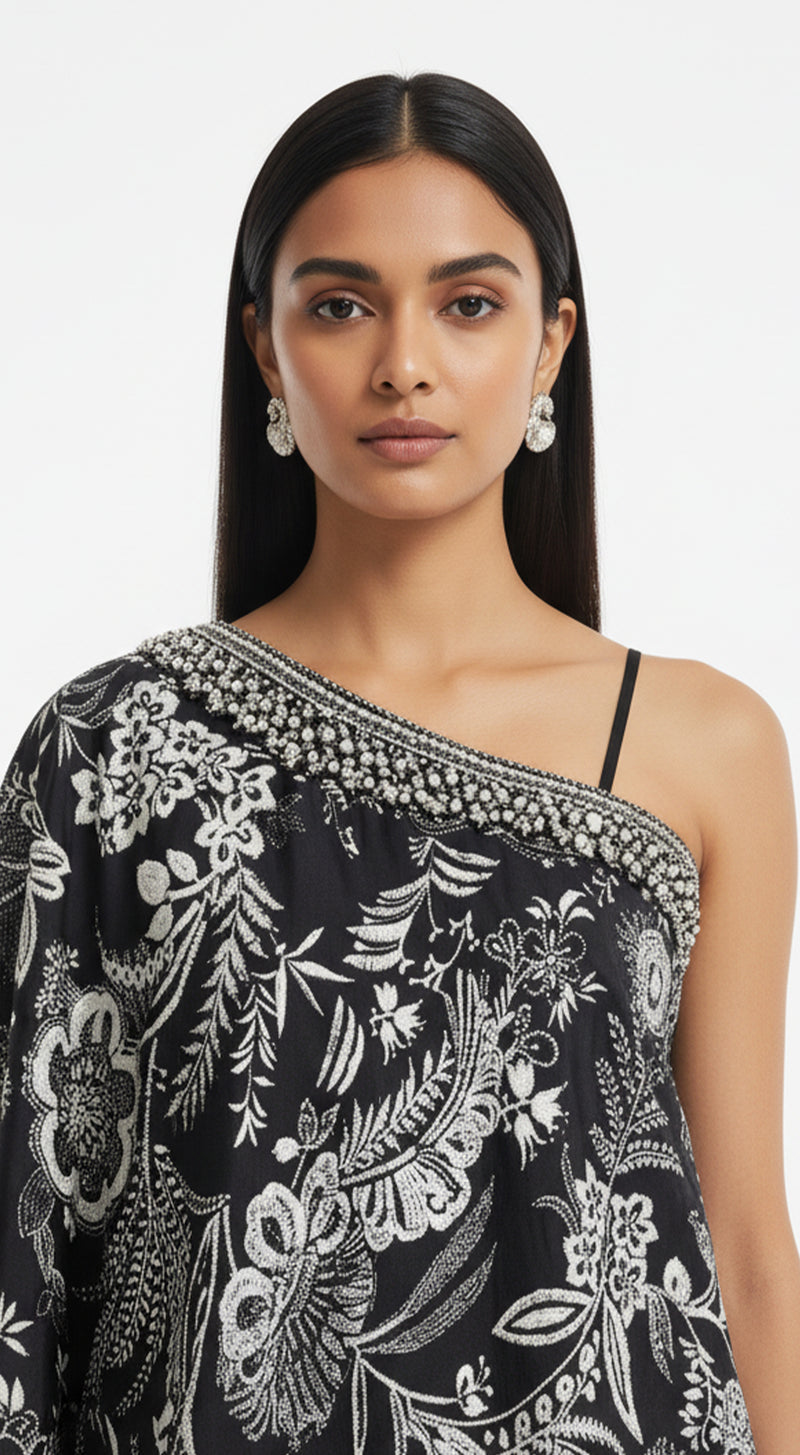 Black Crepe Sharara Set