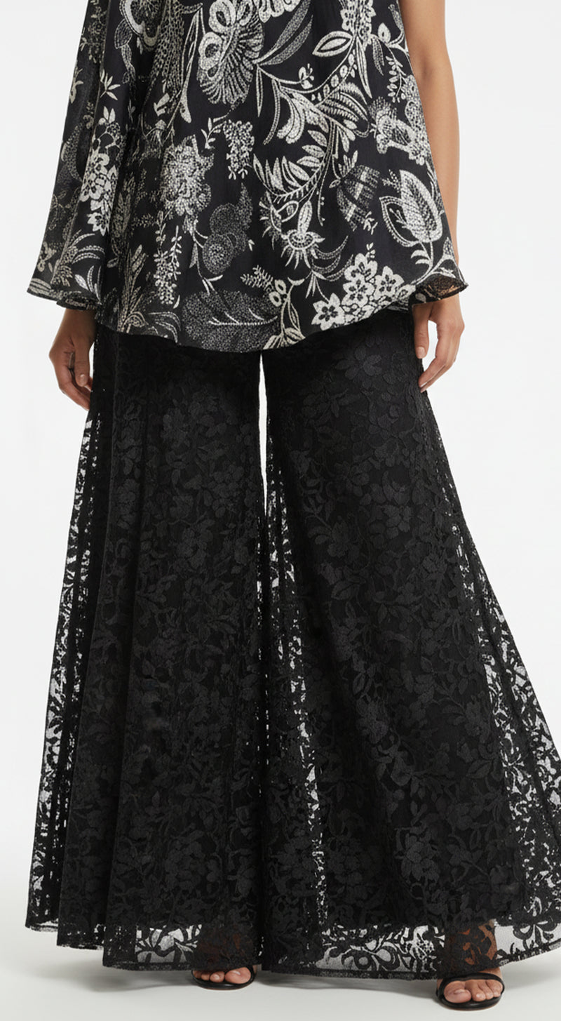 Black Crepe Sharara Set