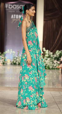 The Blossom One-Shoulder Cape & Sharara Set