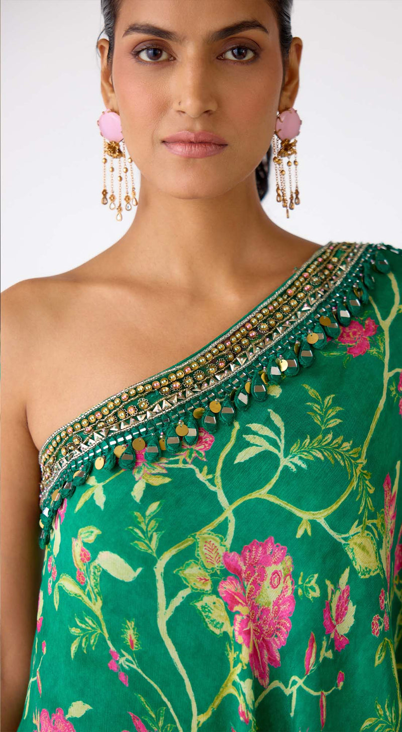 The Blossom One-Shoulder Cape & Sharara Set