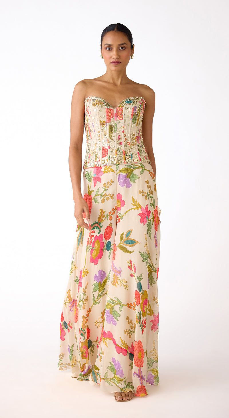 The Bloom Ivory Corset & Sharara Set