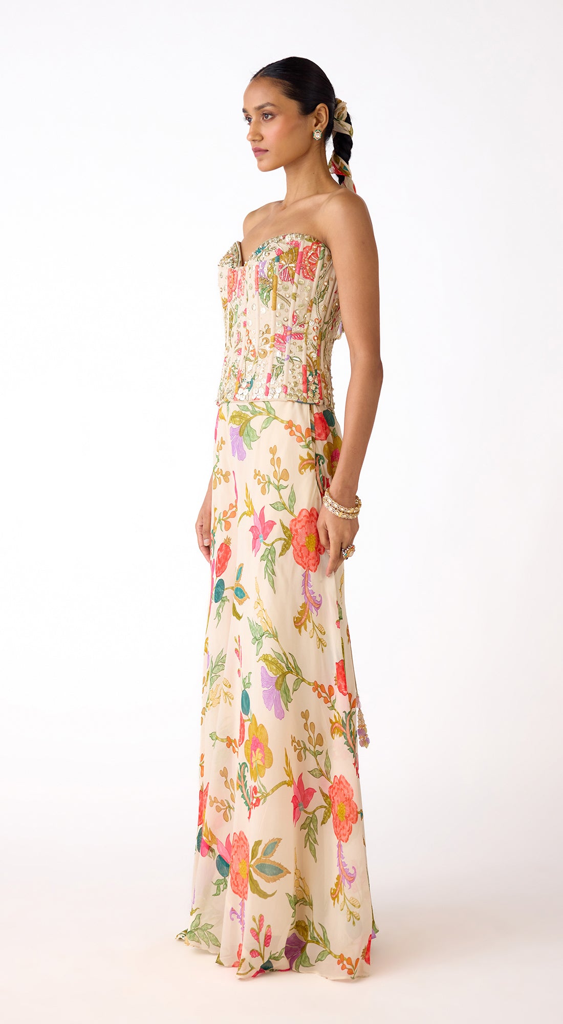 The Bloom Ivory Corset & Sharara Set