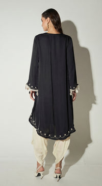 Black Satin Embroidered Co-ord Set