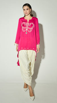 Rani-Pink Satin Embroidered Co-ord Set