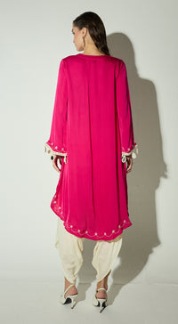 Rani-Pink Satin Embroidered Co-ord Set