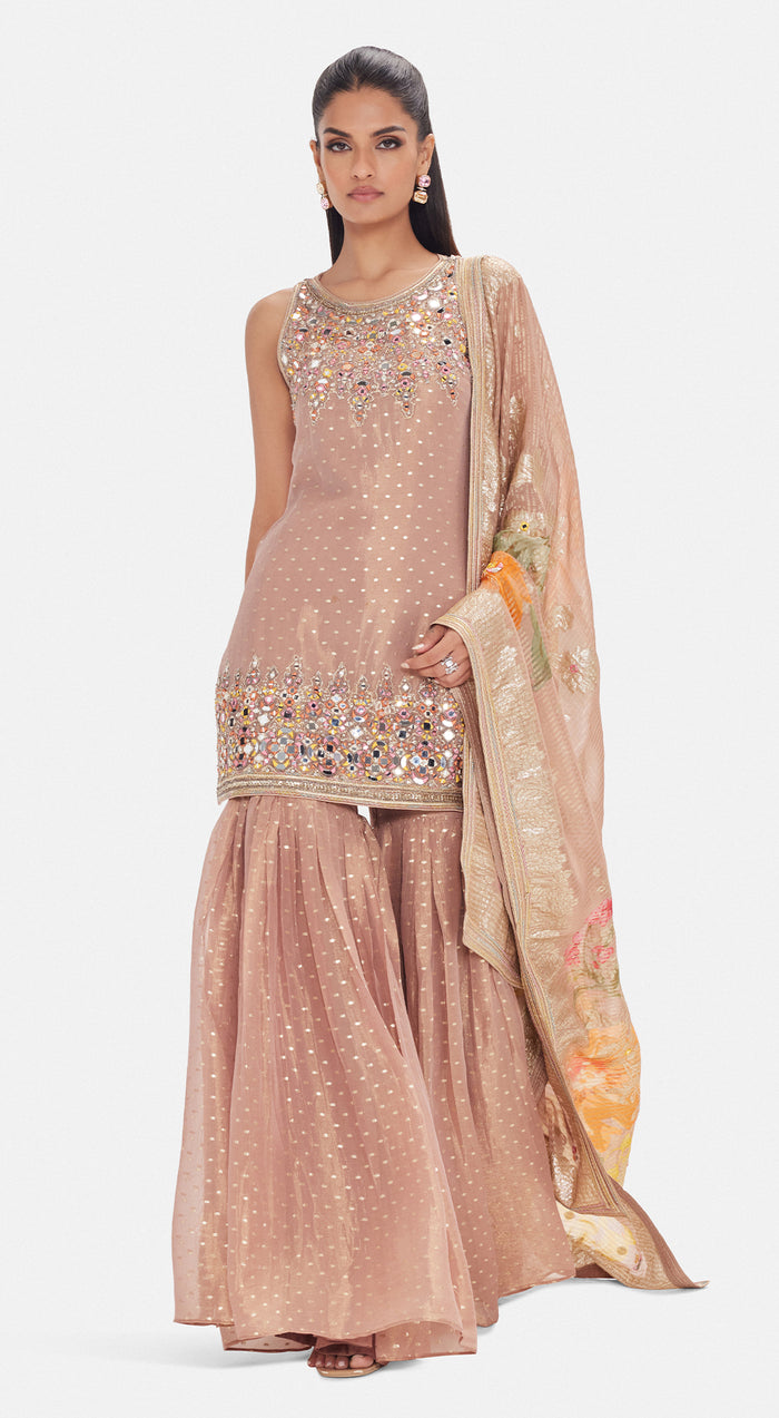 The Rose Cendrée Sharara Set