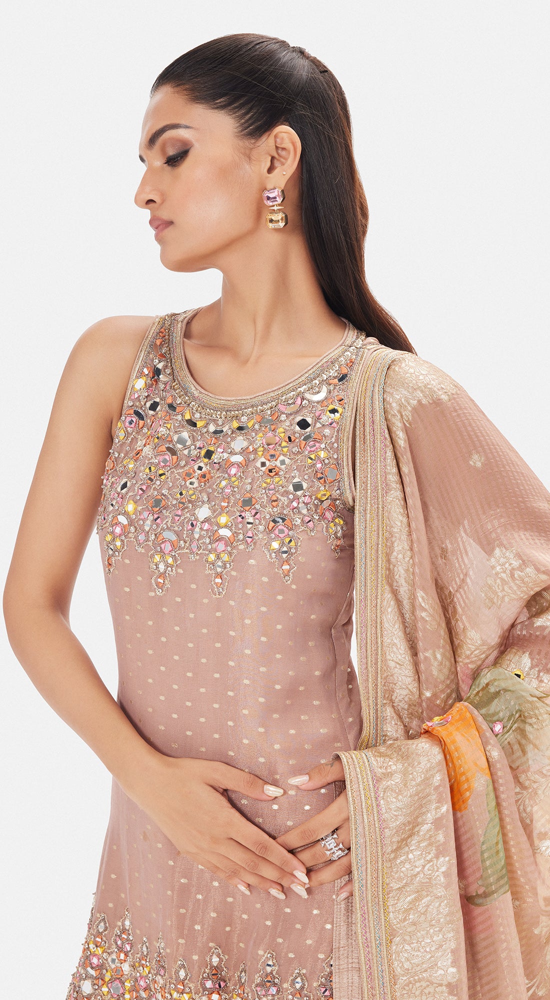 The Rose Cendrée Sharara Set