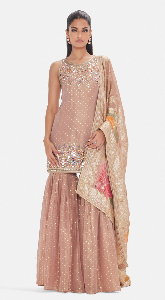 The Rose Cendrée Sharara Set