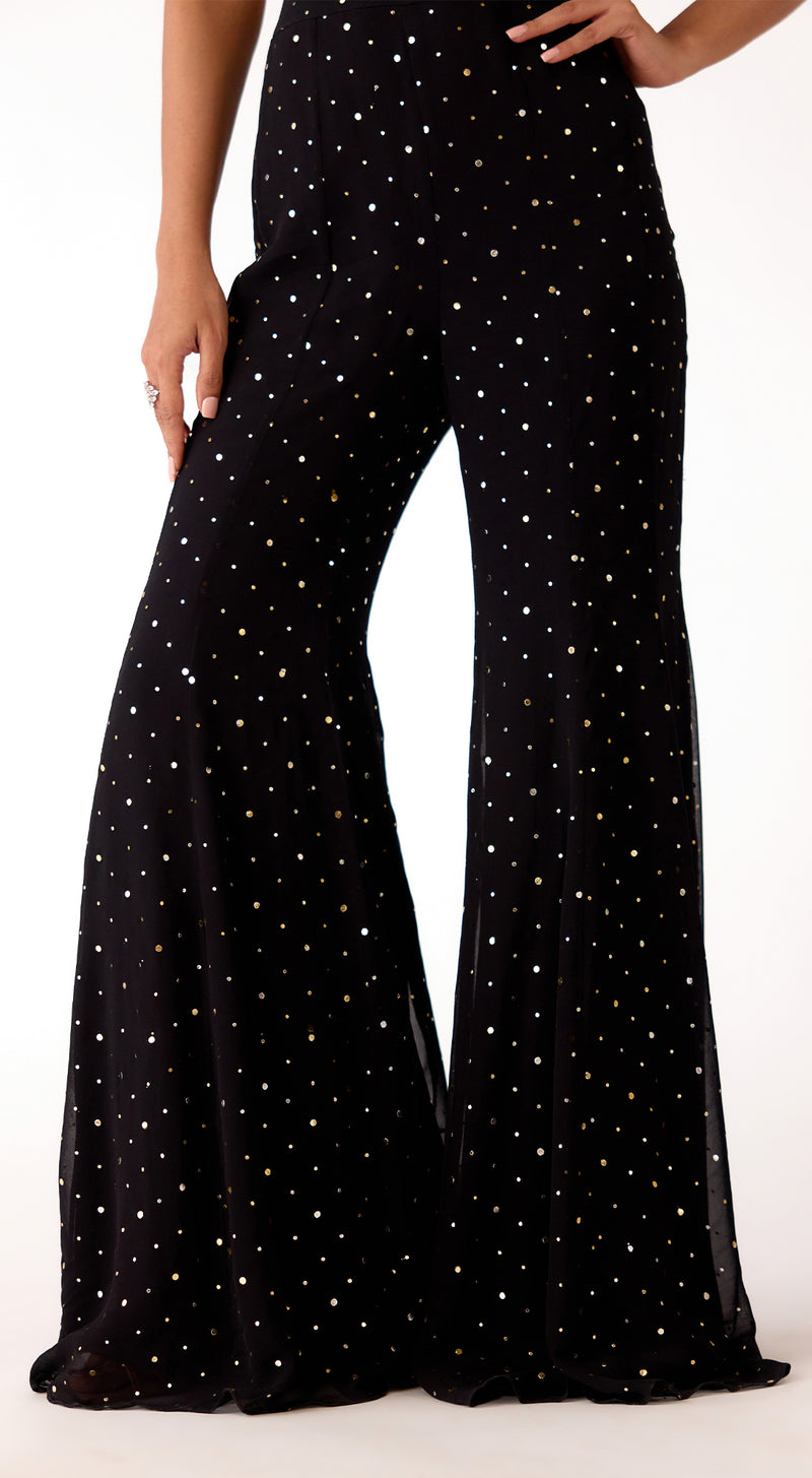 Black Mukaish Georgette Sharara Set