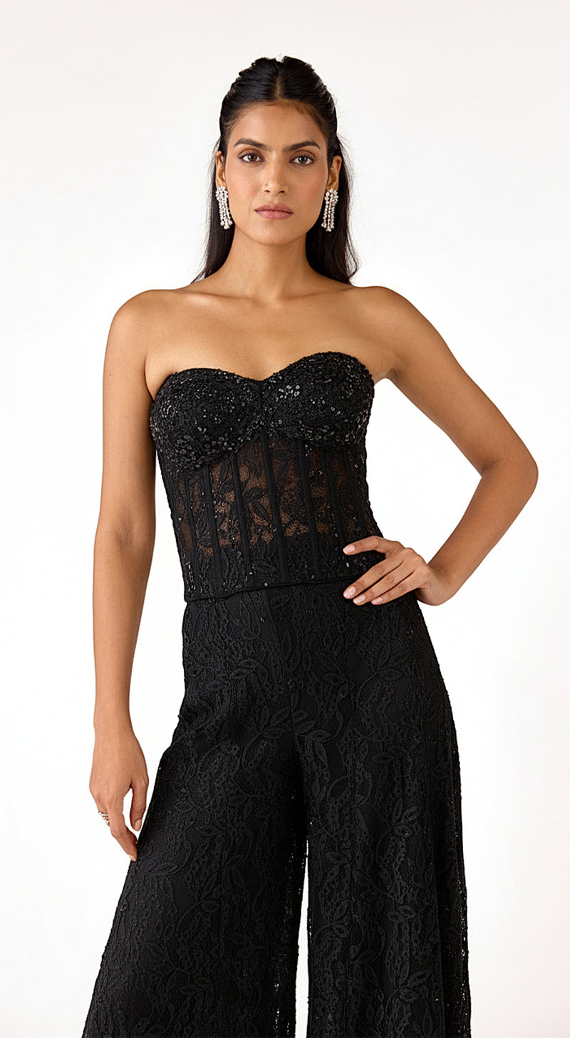 The Noir Aura Corset & Sharara Set