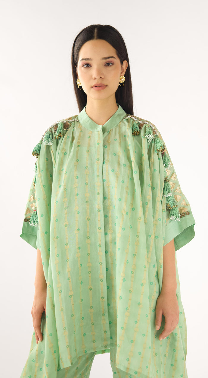 Aqua Cotton Jacquard Co-ord Set