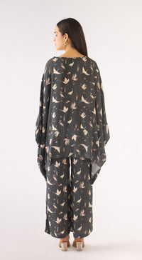 Black Muslin Embellished Kaftan Set