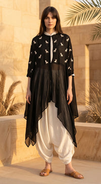 Black Organza Co-Ord Set With Harem Pants