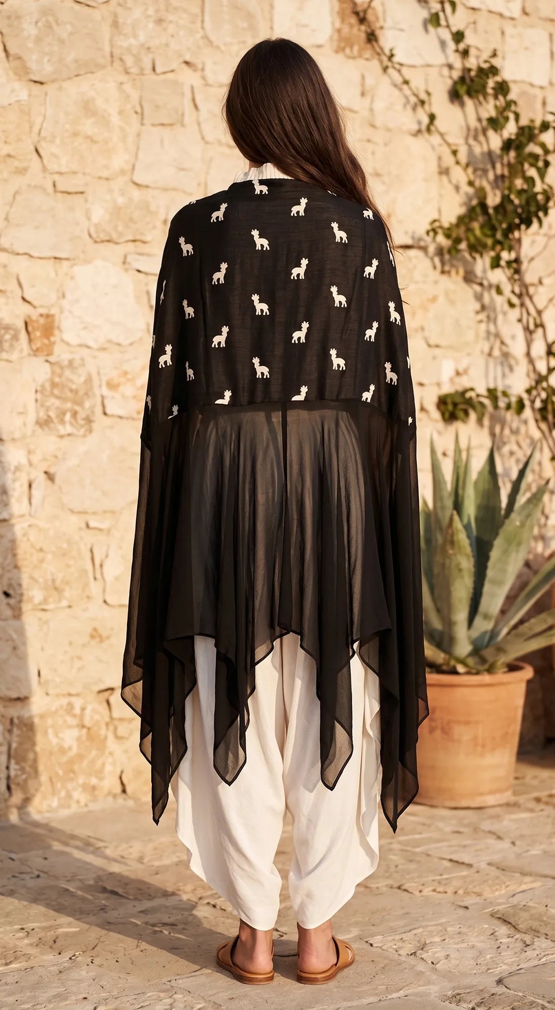Black Organza Co-Ord Set With Harem Pants