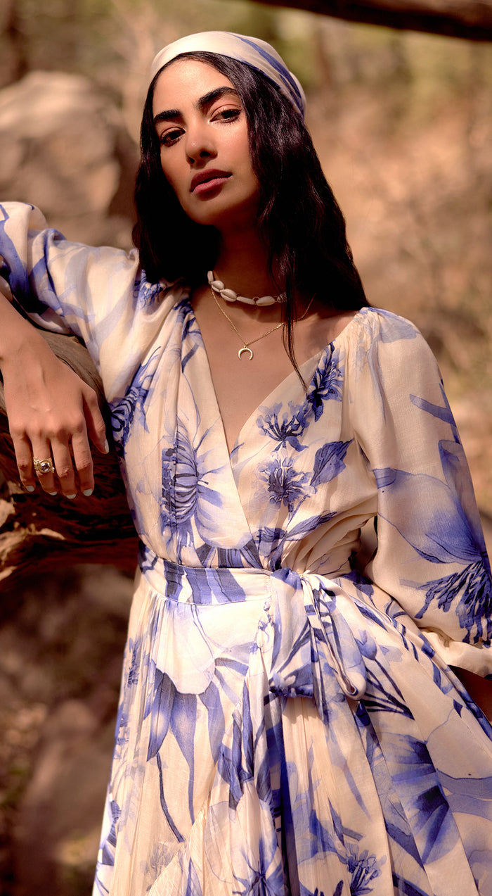 The Azure Bloom Muslin Dress