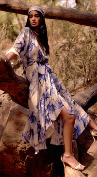 The Azure Bloom Muslin Dress
