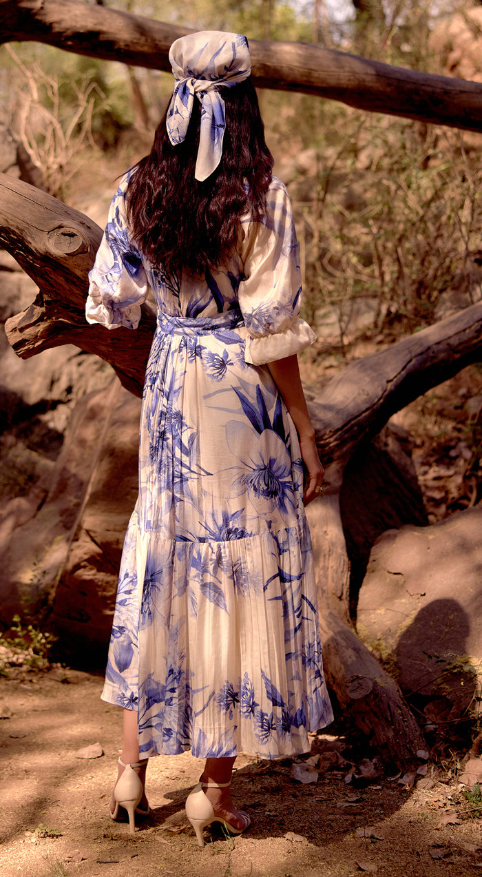 The Azure Bloom Muslin Dress