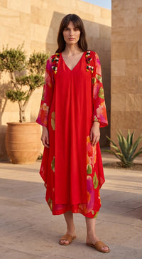 Red Flora Dress