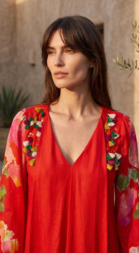 Red Flora Dress