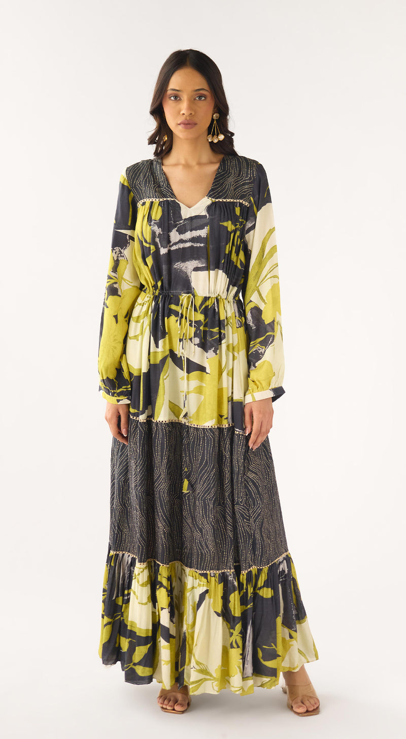 Lime Tissue Abstract Dress