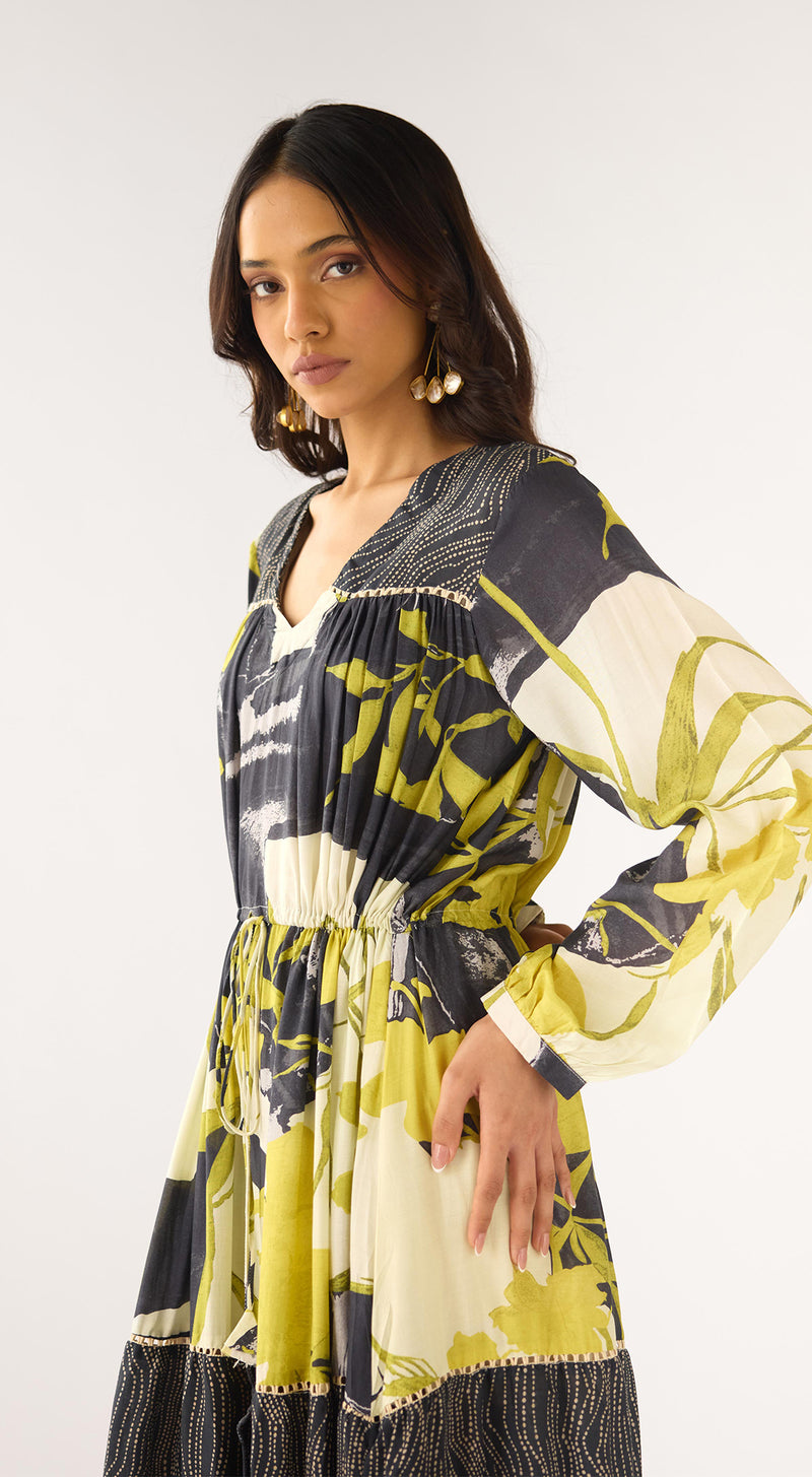 Lime Tissue Abstract Dress