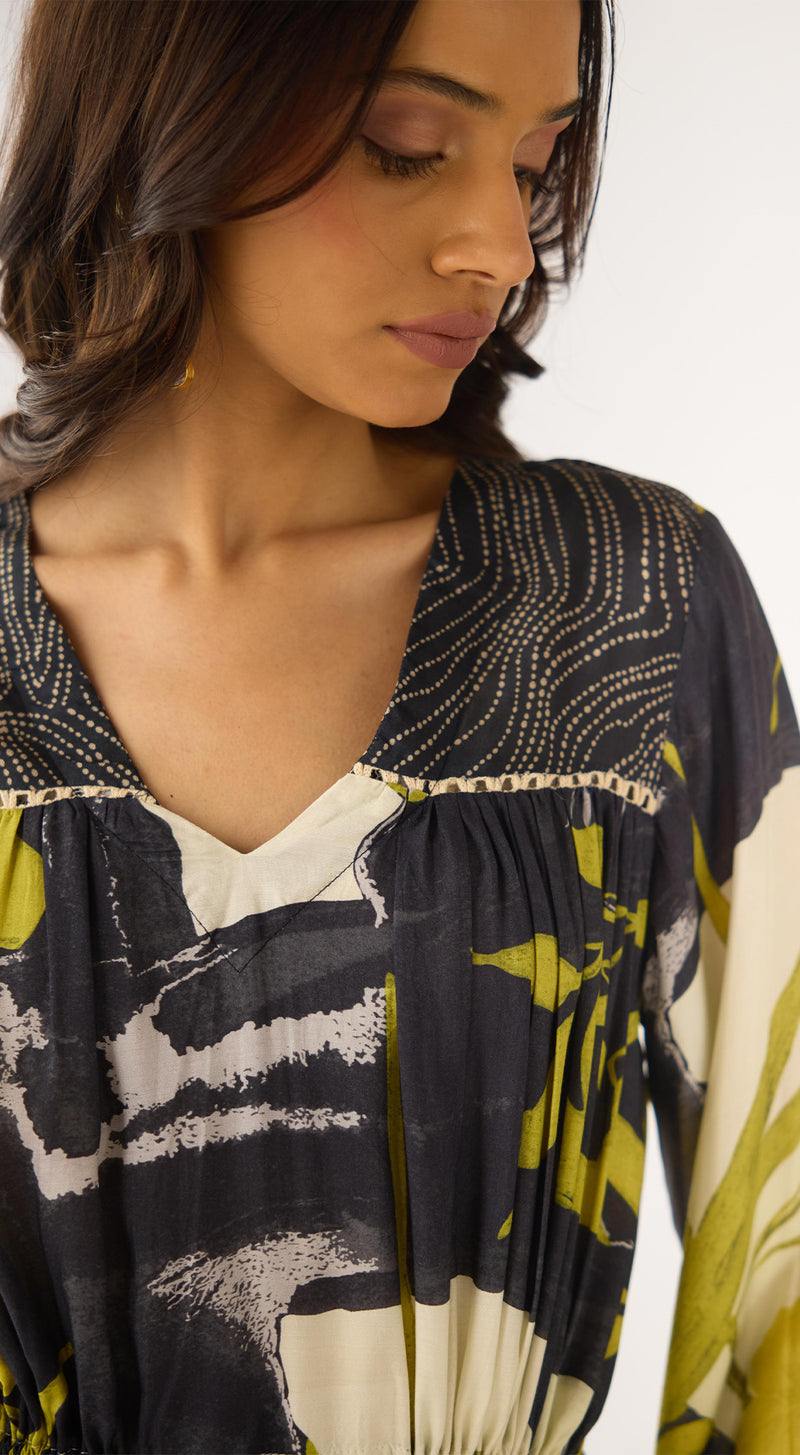 Lime Tissue Abstract Dress