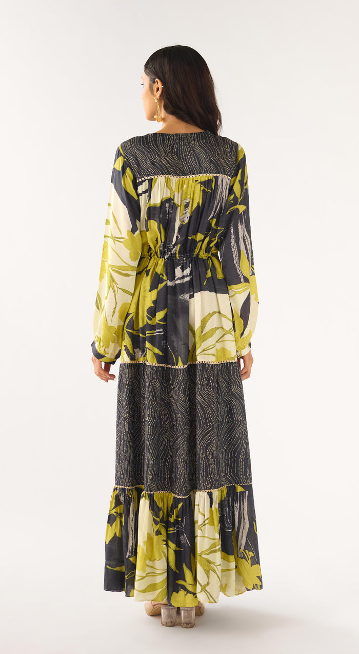 Lime Tissue Abstract Dress