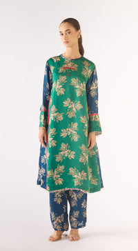 Teal Organza Kurta Set