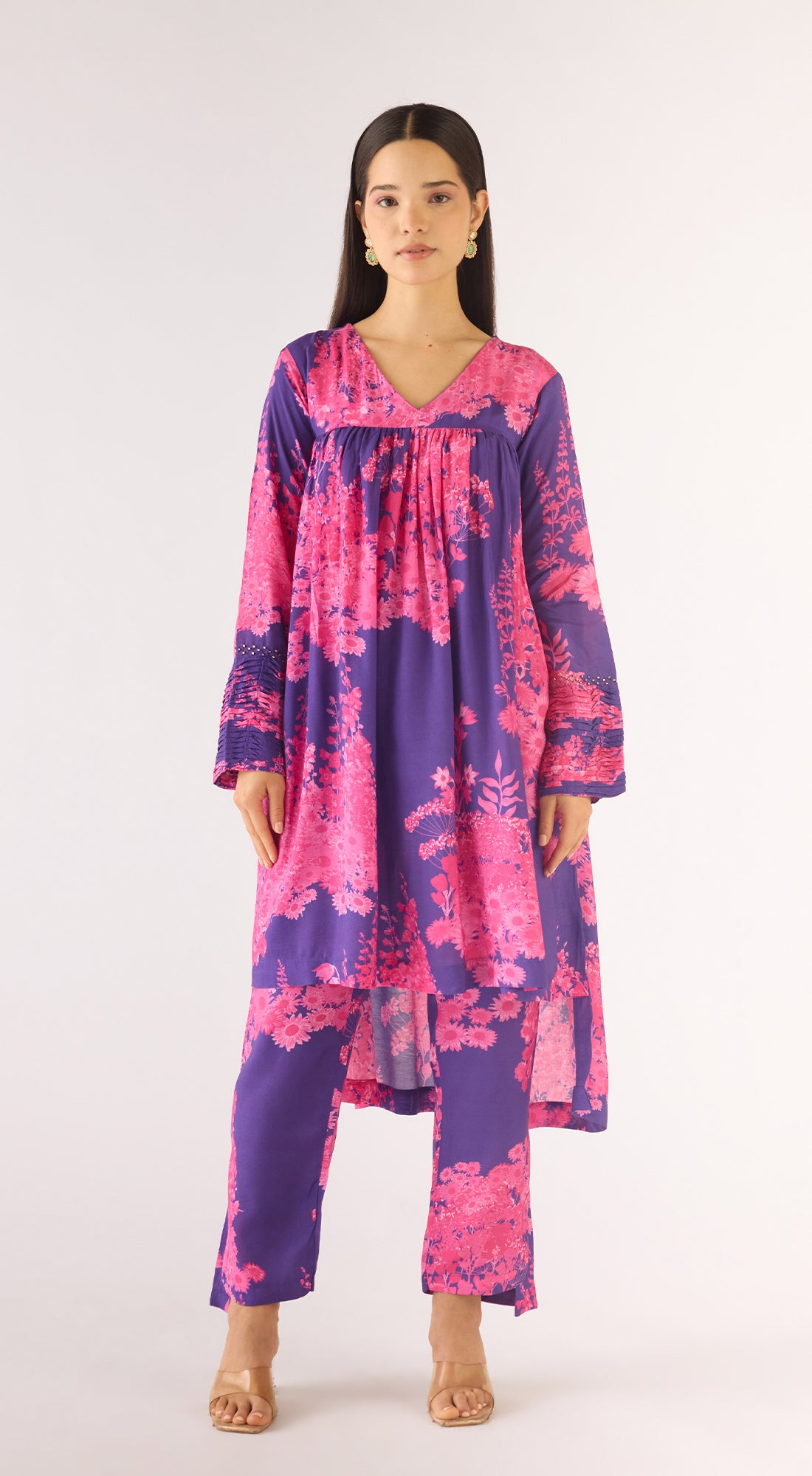 Purple Muslin Kurta Set