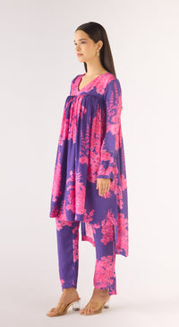 Purple Muslin Kurta Set