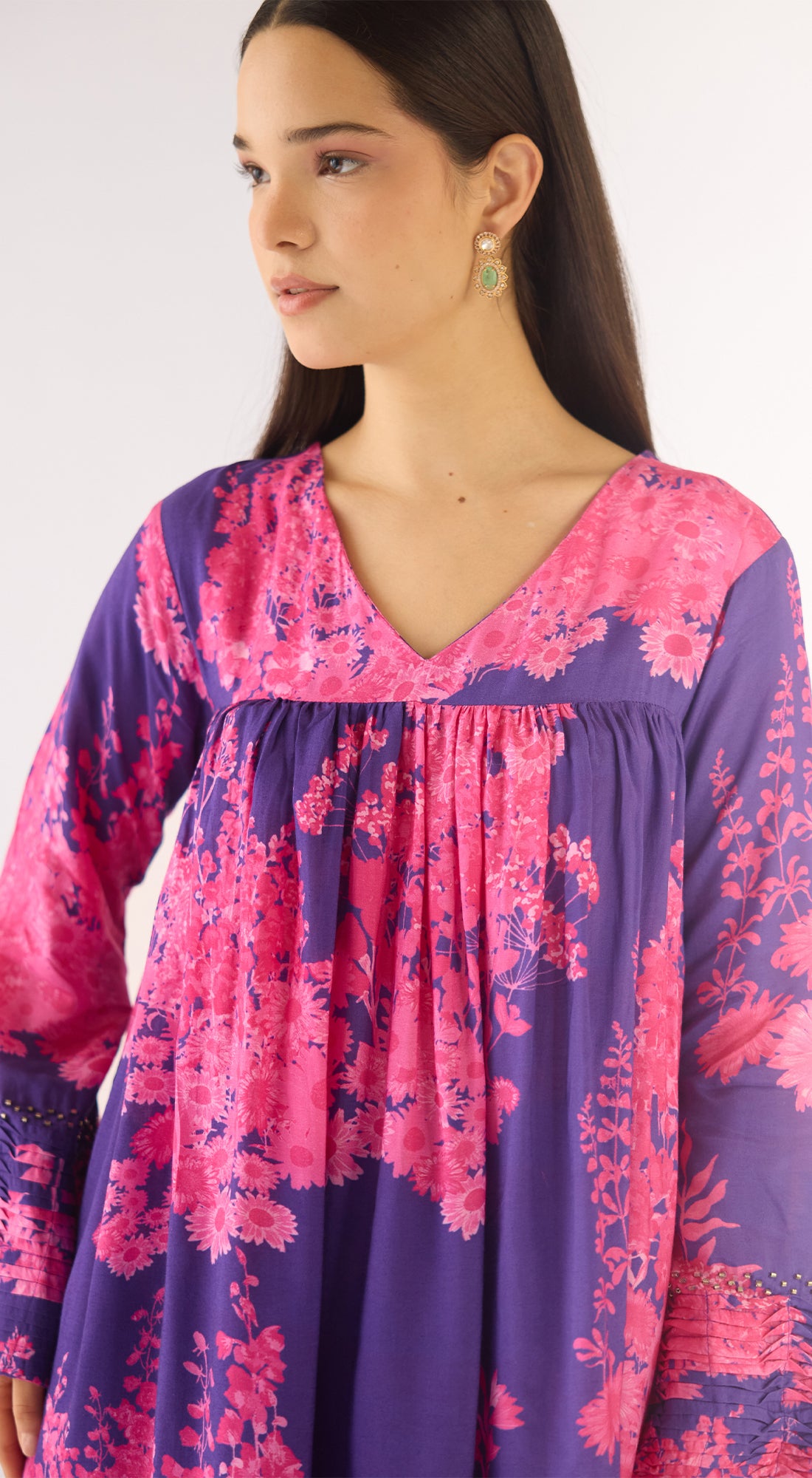 Purple Muslin Kurta Set