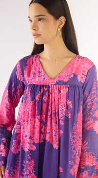 Purple Muslin Kurta Set