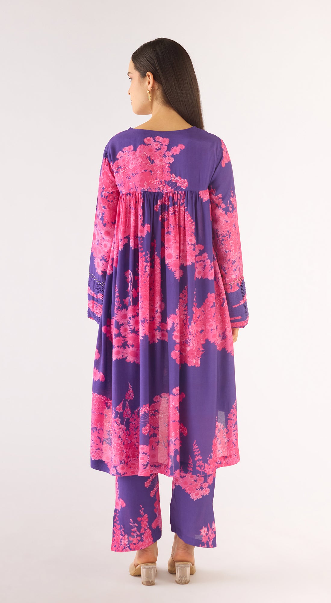 Purple Muslin Kurta Set