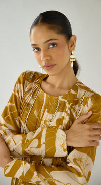 Mustard Flora Muse Muslin Kurta Set