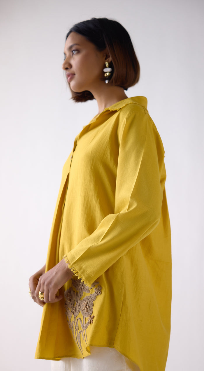 Yellow Cotton Silk Shirt
