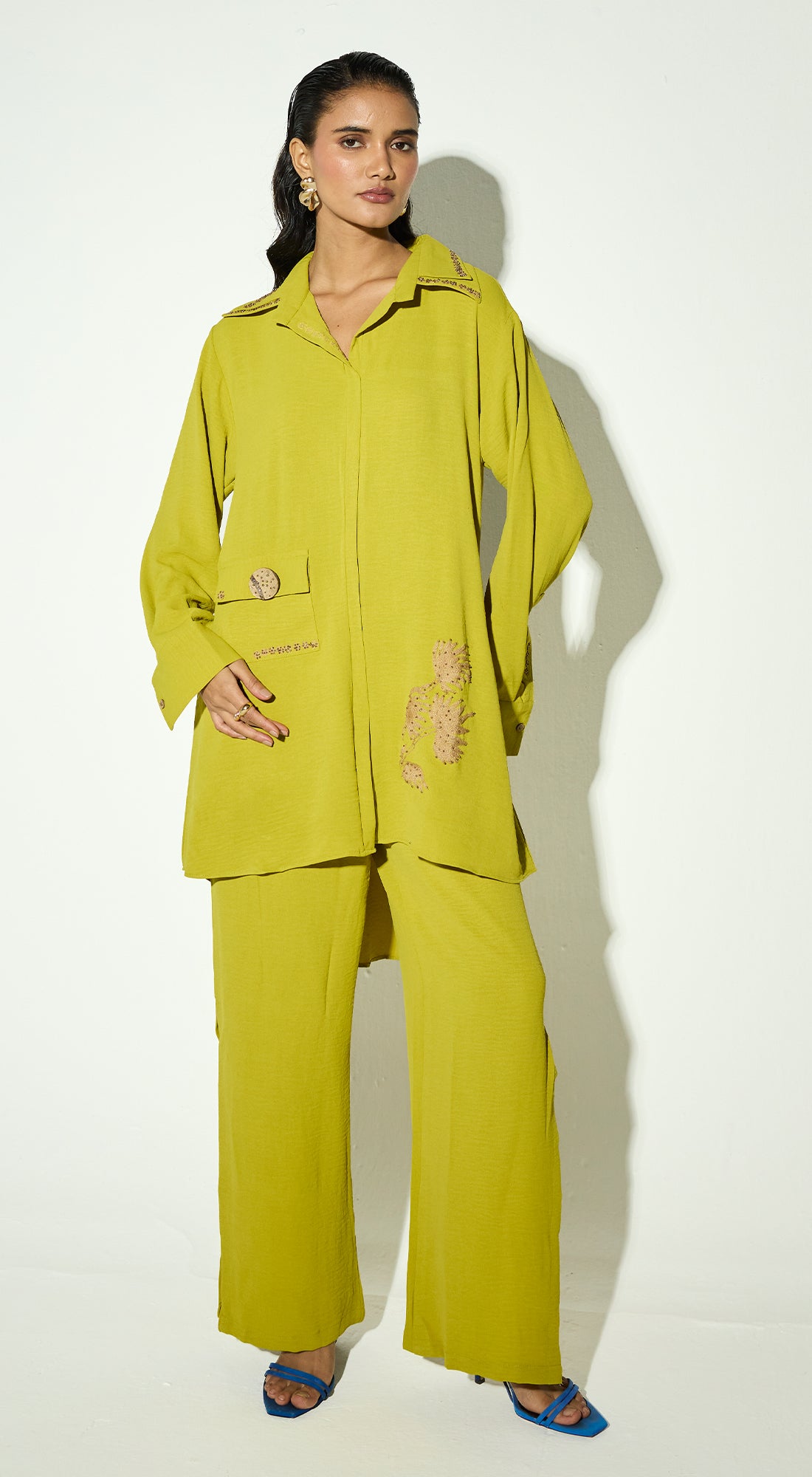 Lime Satin Co-ord Set