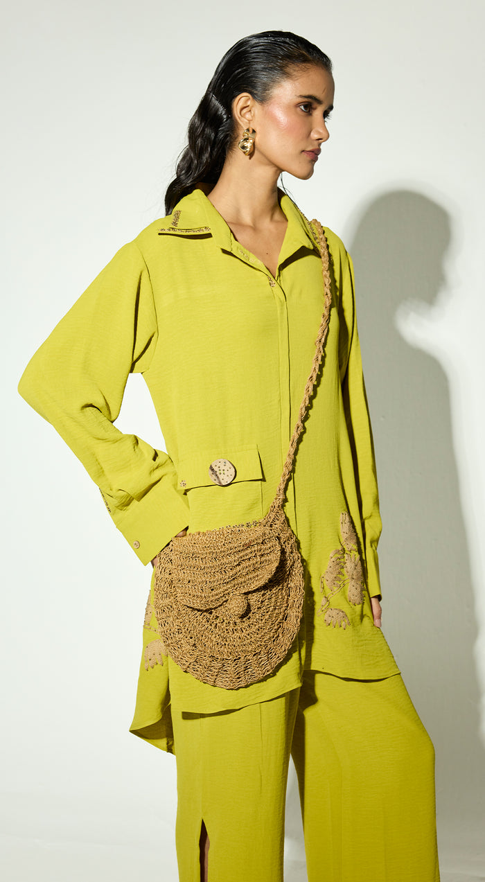 Lime Satin Co-ord Set