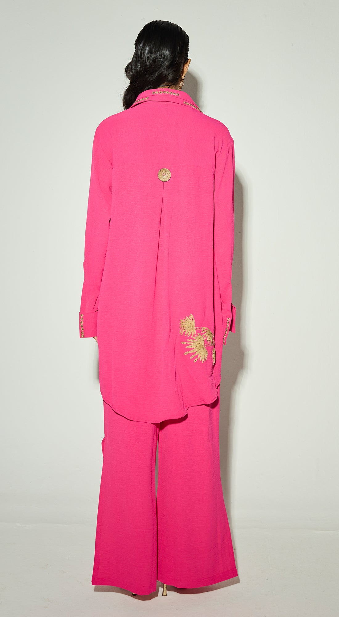 Pink Satin Embroidered Co-ord Set