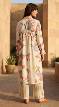 Ivory Muslin Flora & Stripes Co-ord Set