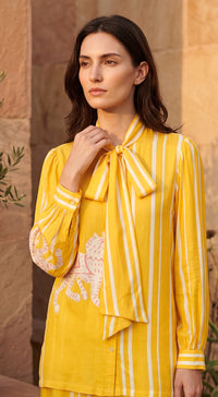 Yellow Muslin Abstract Co-ord Set