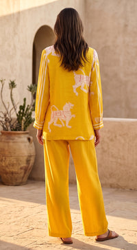 Yellow Muslin Abstract Co-ord Set