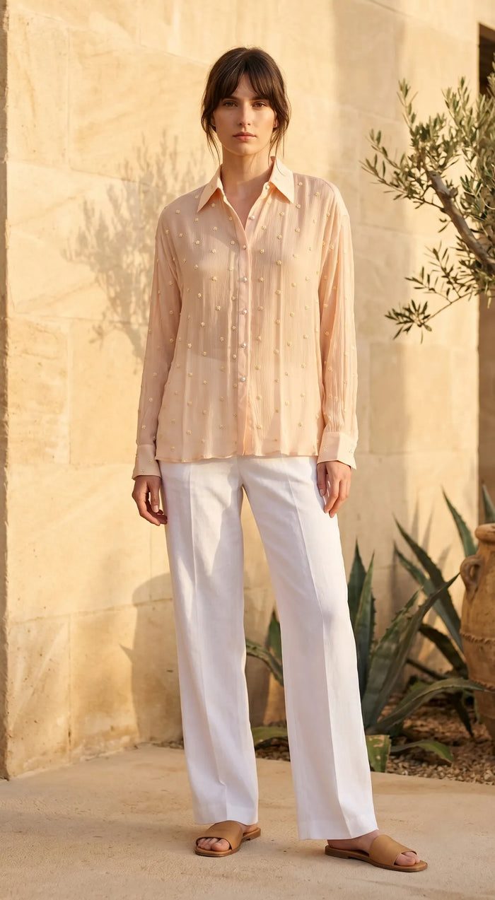 Peach Embellished Shirt