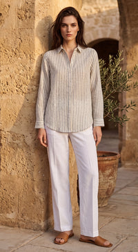 Blue Linen Stripes Shirt